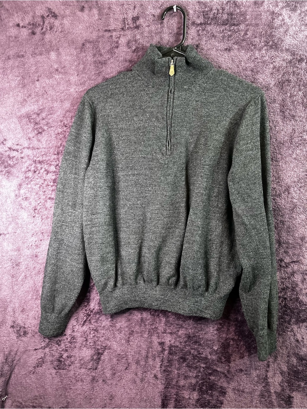 Brooks Brothers Dark Gray Half-Zip Mock Neck Sweater